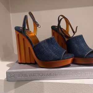 Christian Louboutin denim wedges